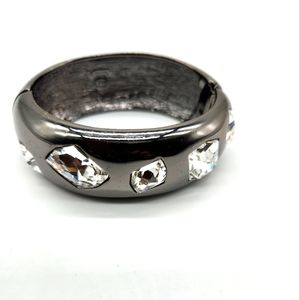 RARE! / Kenneth Jay Lane KJL Chunky Bangle Bracelet with Oversized Crystals